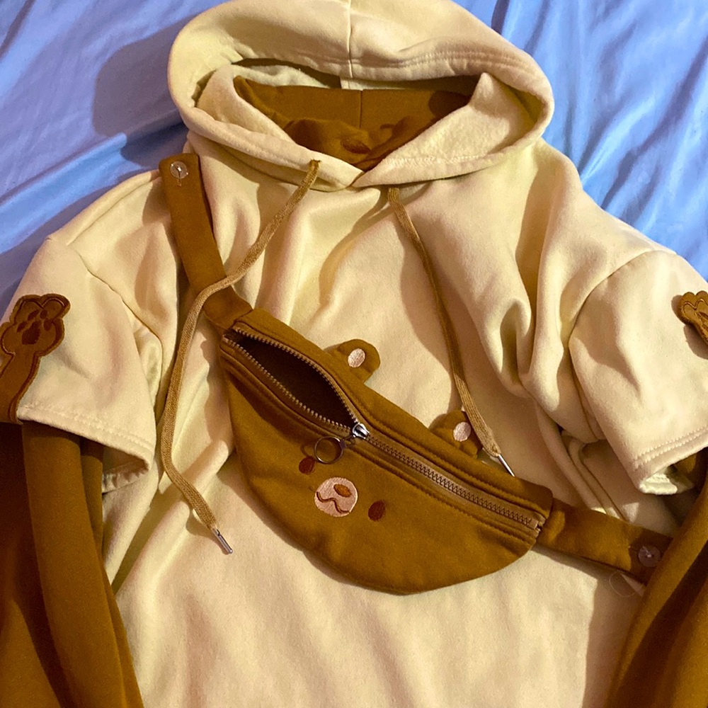A tan bear hoodie
